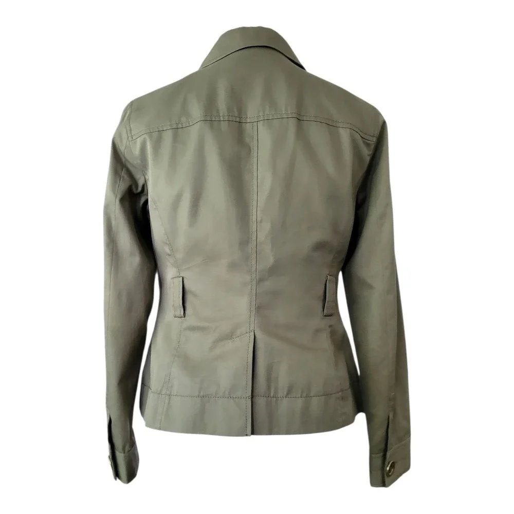 Michael Michael Kors Olive Green‎ Utility Jacket Size 4P Cotton Button Front...